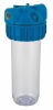 10"Euro style water filter,brass/plastic mouth,blue/clear housing
