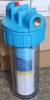 10" home water filter,clear body,blue cap,brass thread