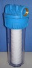 10" home water filter,clear body,blue cap,brass thread