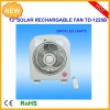 10inch multifunction rechargeable emergency solar charger oscillation fan with 6W solar panel and radio/fan panel