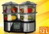 12 Liters Twin Food Steamer with Digital Control and LCD Display HF-8K333