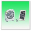 12" Oscillating Rechargeable Box solar  Fan with LED Lights,Remote &Radio