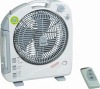 12" Oscillating Rechargeable Fan W/Lights, Remote & Radio