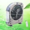 12" Rechargeable emergency light fan with light & remote & radio