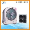 12inch multifunction rechargeable solar emergency oscillation solar camping fan with led light 6W solar panel and radio/12v fan