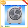 12inch rechargeable emergency fan light with 6W solar panel and radio