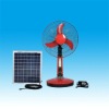 2012 new model 12V solar powered poratble 16"rechargeable camping fan with LED lamps SF-12V16A