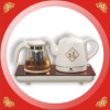 220V decal design ceramic electric water kettle with glass teapot
