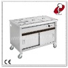 3 Pan Stainless Steel Bain Marie Trolly With Cabinet