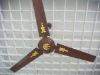 3-blade brown ceiling fan with gold decorative parts