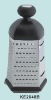 6 side grater with plastic knob handle and plastic rim at the bottom