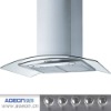 90cm Stainless Steel range hood with curved glass canopy