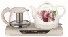 Ceramic electric kettle with glass tea pot
