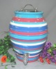 Drink dispenser earthenware with glazed finish includes lid with rubber gasket seal 16