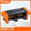 Electric barbecue grill(BC-1002O),orange/non-stick grill plate/2 raclette pans/350W