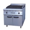 Electric char grill with cabinet/lava rock grill