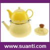 Enamel kettle + porcelain tea pot set
