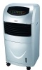 Evaporative air cooler fan with water