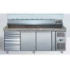 PZ2610TN refrigerated pizza counter/prep table with granite top and ingredient pan cooler/countertop display showcase two doors