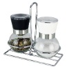 Salt & Pepper Grinder Rack Glass Jar and Ceramic Mechanism