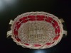 Wicker basket with wood strip