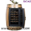 Wooden Wine Showcase Cooler with Barrel Case, Inner Fridge
