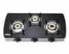 black tempered glass gas cooker hob