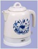 blue and white cordless ceramic electric kettle