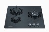 built in black tempered glass gas hob