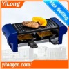 electric raclette grill(BC-1002),2 raclette pans/blue/350W/non-stick grill plate