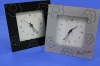 flower printing fashion white square glass clock