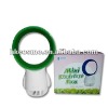 green mini USB bladeless fan with adapter