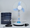 new design solar powered cooling camping fan 16" rechargeable table wall fan with LED lamps SF-12V16A