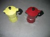 red and yellow colored moka coffee maker